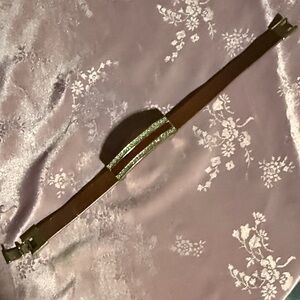 Elegant Brown leather and CZ Women's Bracelet